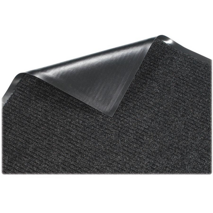 Genuine Joe Ribbed Indoor Wiper Mat - Warehouse, Hotel, Indoor - 60" Length x 36" Width - Polypropylene, Vinyl - Charcoal - 1Each