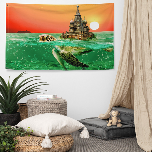 Tortoise Sea Flag Tapestry wall hanging