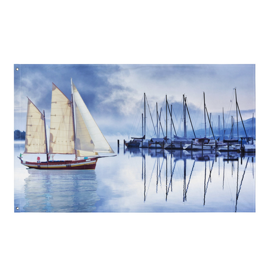 Sailing Ship Blue Flag