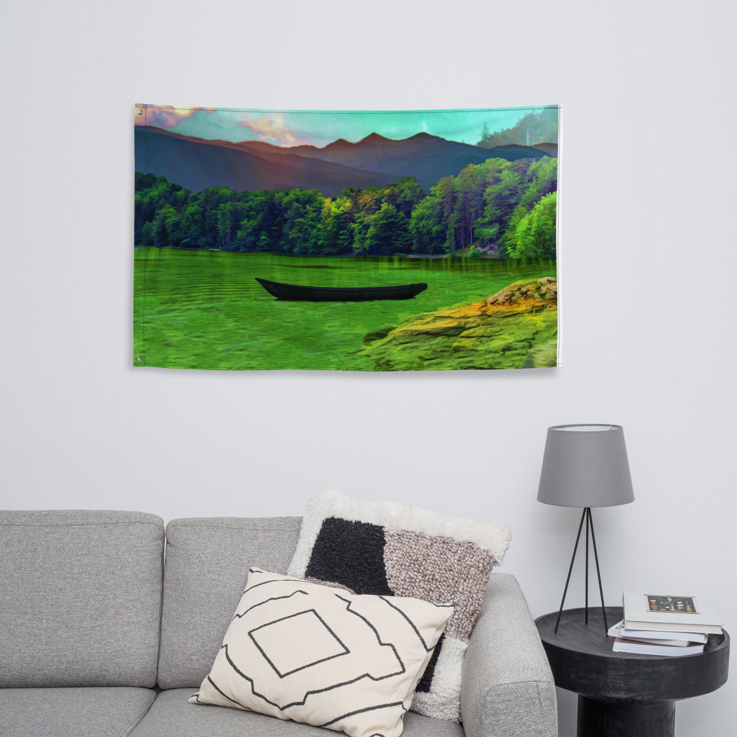 Lake Painting Flag Tapestry