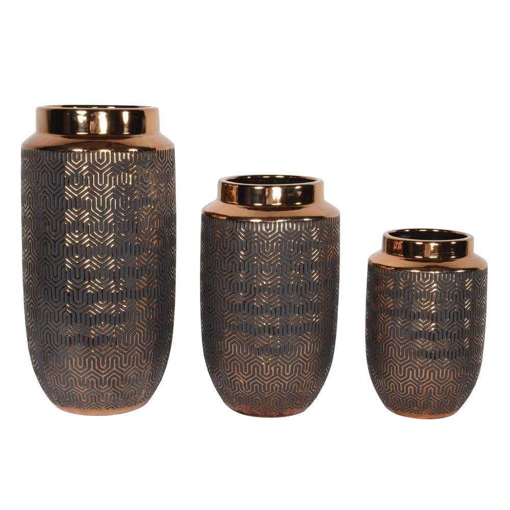 Set of 3 Copper illusion Vases