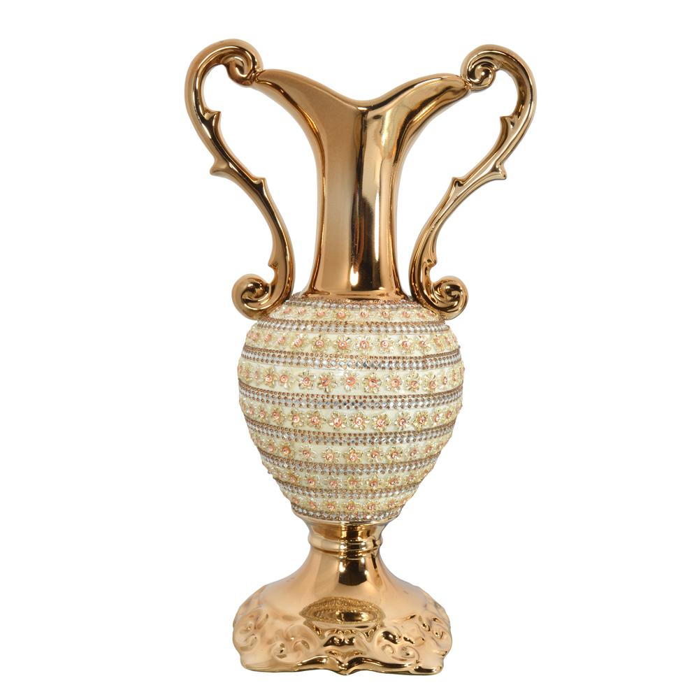 Amber Floral Trophy Vase