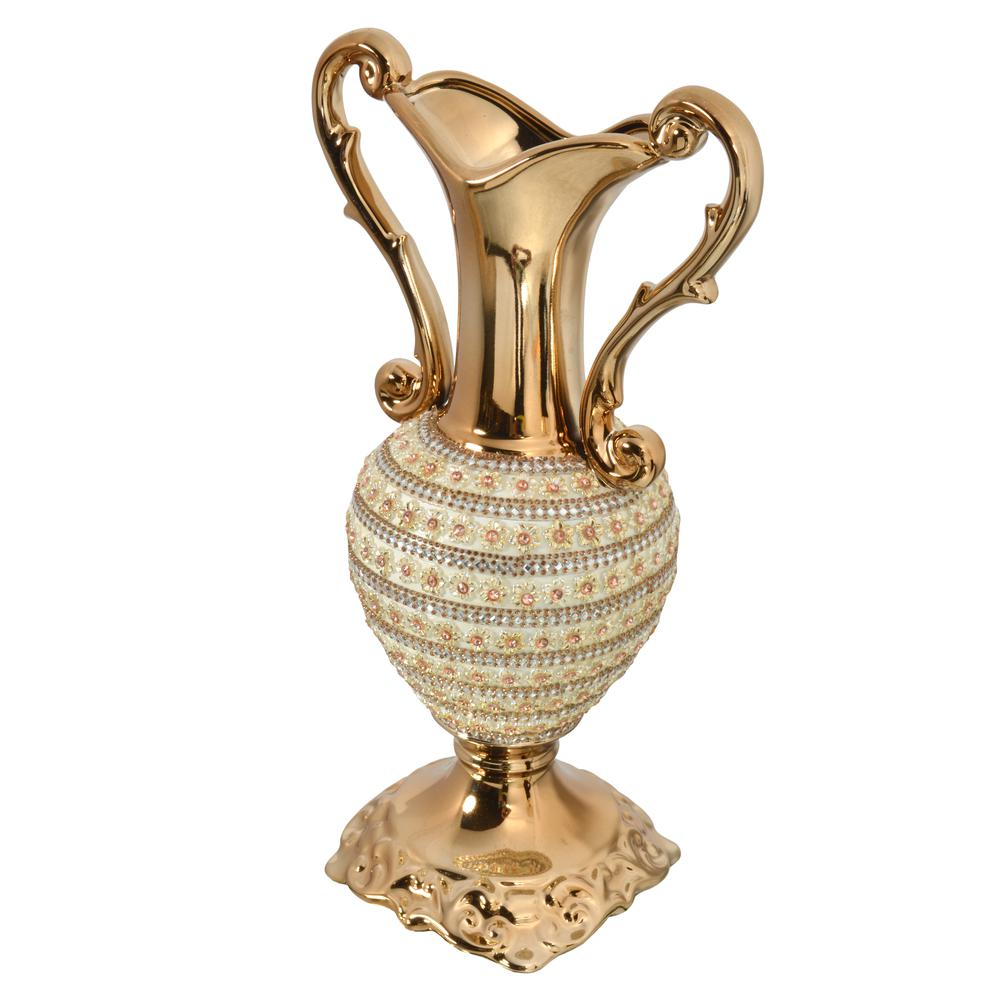 Amber Floral Trophy Vase