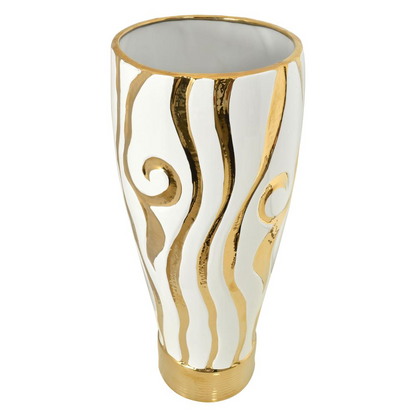 Golden Zebra With White Vase 20 Inch