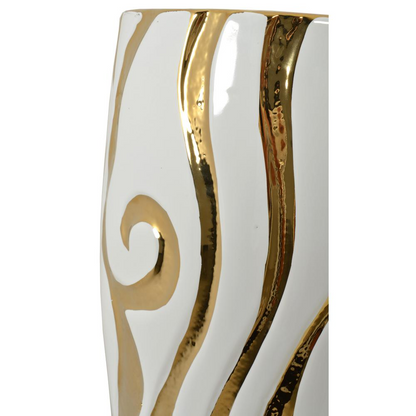 Golden Zebra With White Vase 20 Inch