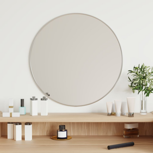 vidaXL Wall Mirror Silver Ø 19.7" Round