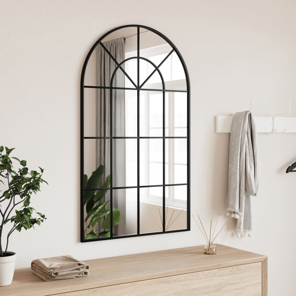 vidaXL Wall Mirror Black 23.6"x39.4" Arch Iron