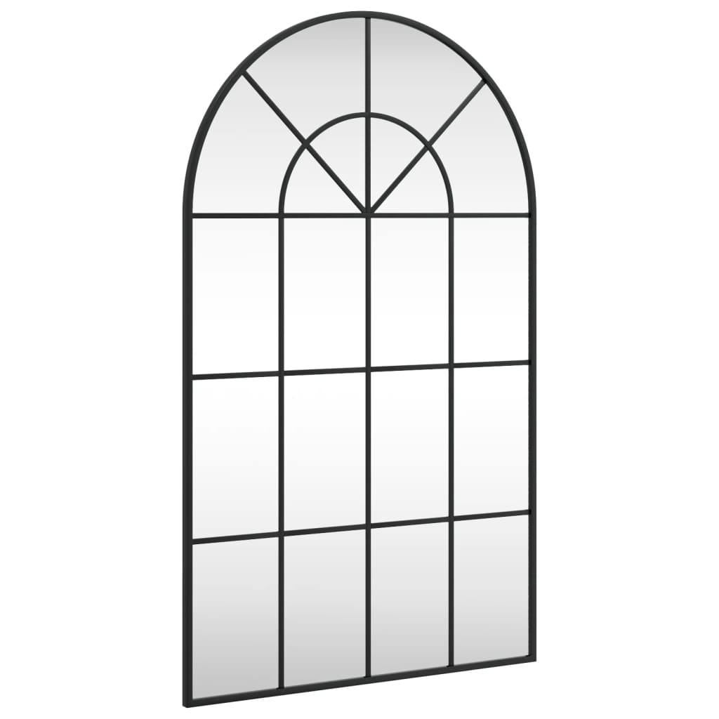 vidaXL Wall Mirror Black 23.6"x39.4" Arch Iron