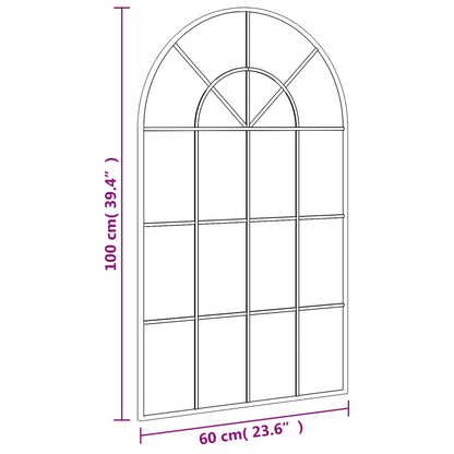 vidaXL Wall Mirror Black 23.6"x39.4" Arch Iron