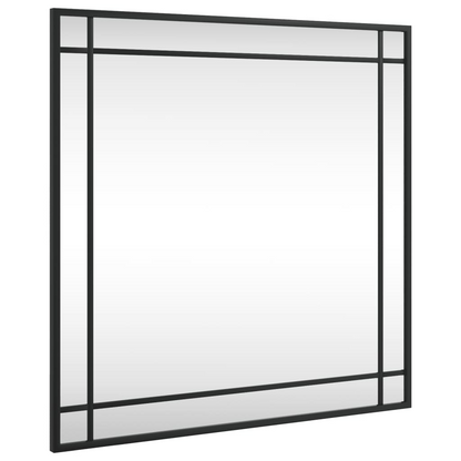 vidaXL Wall Mirror Black 23.6"x23.6" Square Iron