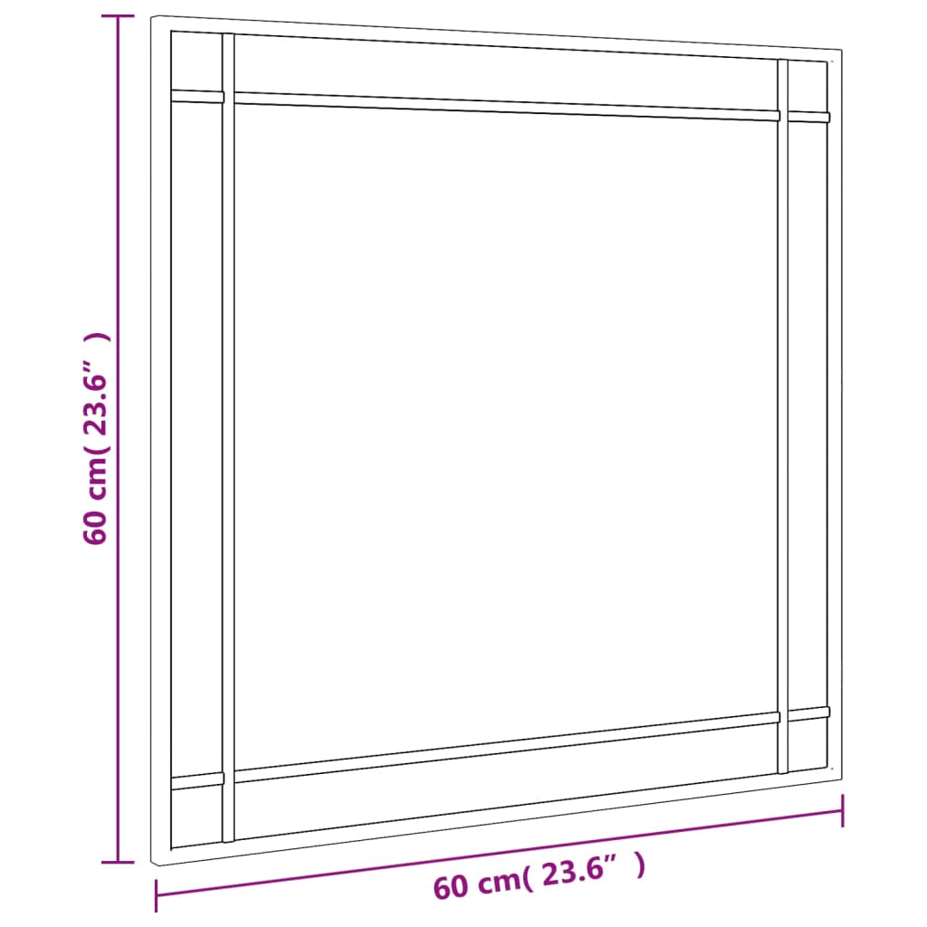 vidaXL Wall Mirror Black 23.6"x23.6" Square Iron