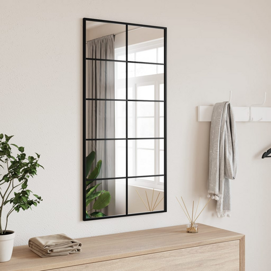 vidaXL Wall Mirror Black 19.7"x39.4" Rectangle Iron