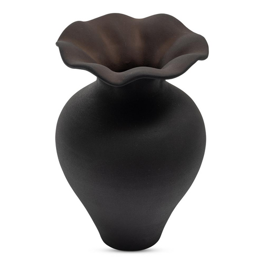 Ruffle 12 Inch Decorative Vessel Black