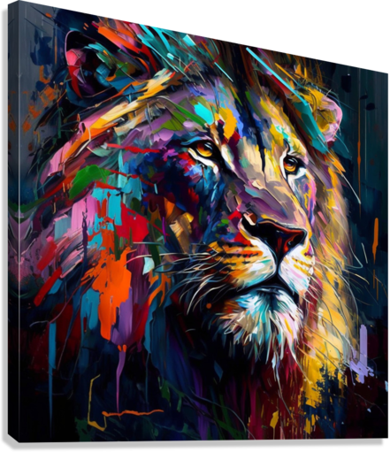 kaleidoscope lion palette knife oil painting by Goldfishwallart