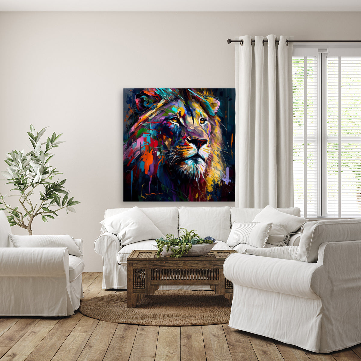 kaleidoscope lion palette knife oil painting by Goldfishwallart