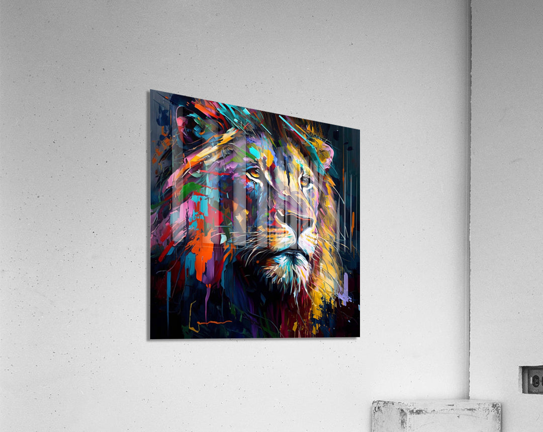 kaleidoscope lion palette knife oil painting by Goldfishwallart