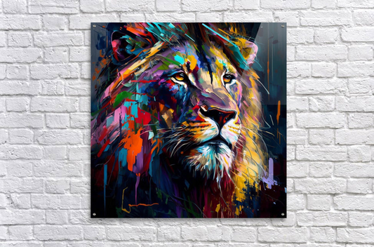 kaleidoscope lion palette knife oil painting by Goldfishwallart