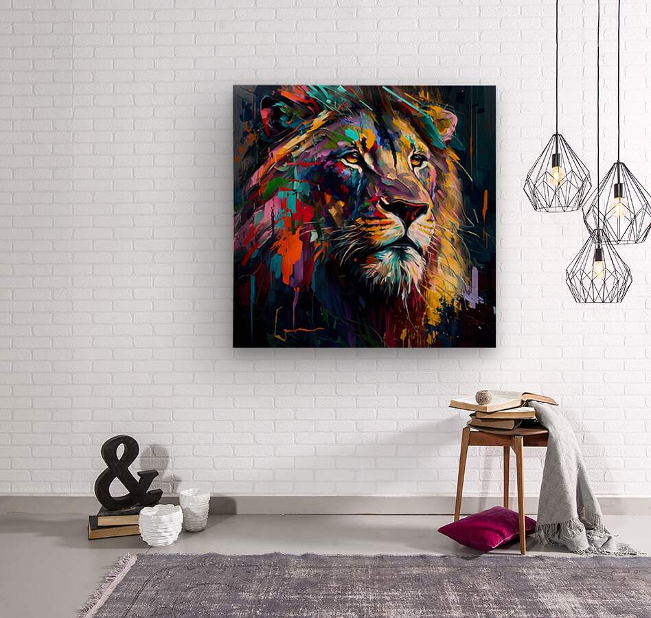 kaleidoscope lion palette knife oil painting by Goldfishwallart