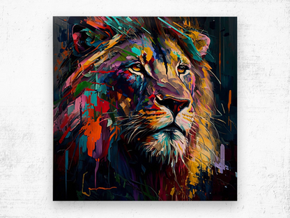 kaleidoscope lion palette knife oil painting by Goldfishwallart