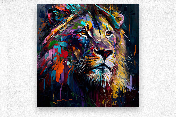 kaleidoscope lion palette knife oil painting by Goldfishwallart