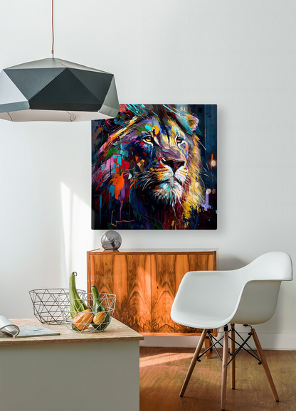 kaleidoscope lion palette knife oil painting by Goldfishwallart