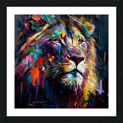 kaleidoscope lion palette knife oil painting by Goldfishwallart