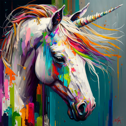 Unicorn Colored palette knife oil painting Abstract by Goldfishwallart