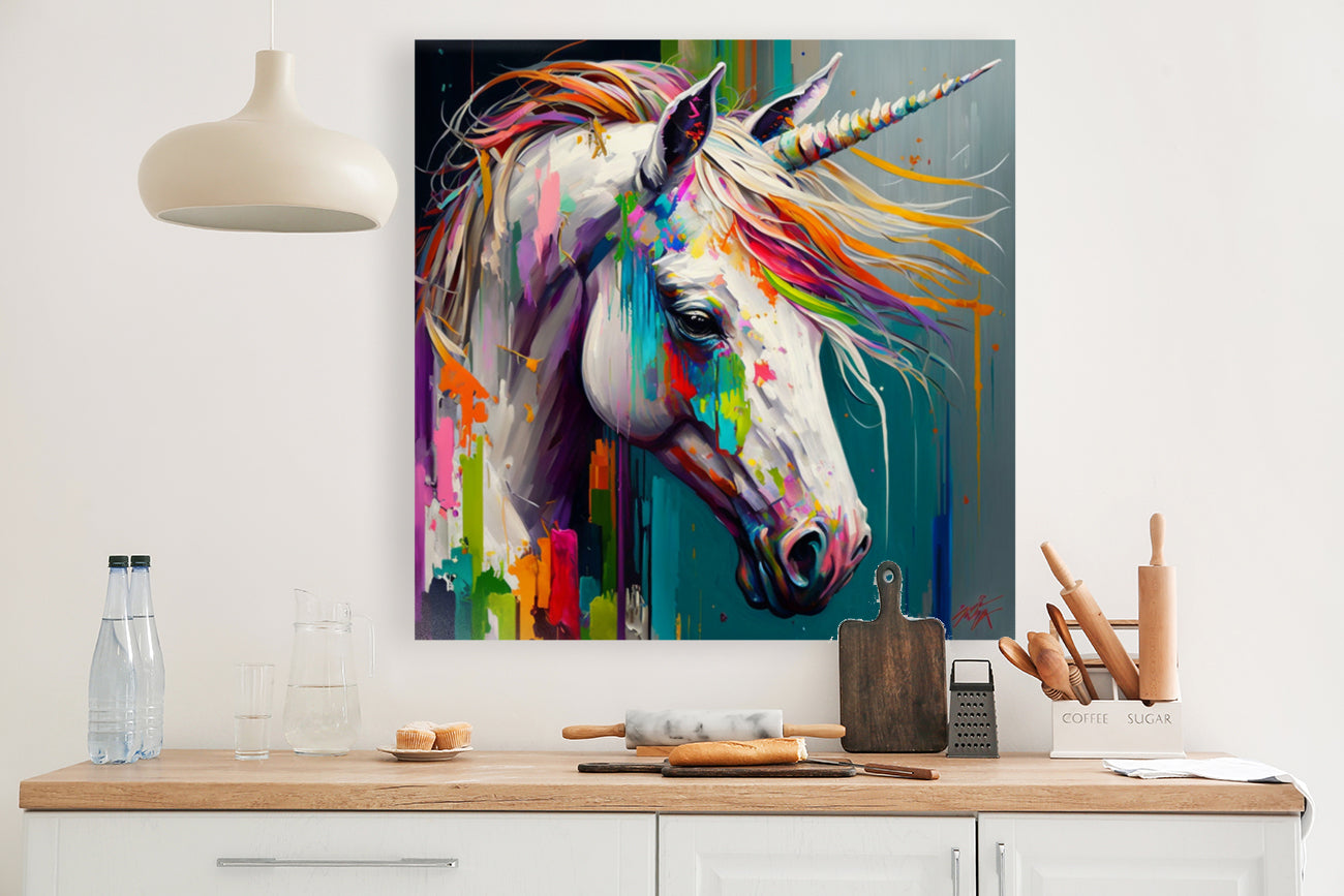 Unicorn Colored palette knife oil painting Abstract by Goldfishwallart