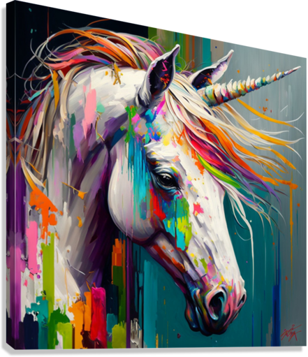 Unicorn Colored palette knife oil painting Abstract by Goldfishwallart