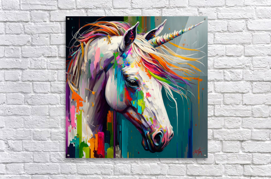 Unicorn Colored palette knife oil painting Abstract by Goldfishwallart