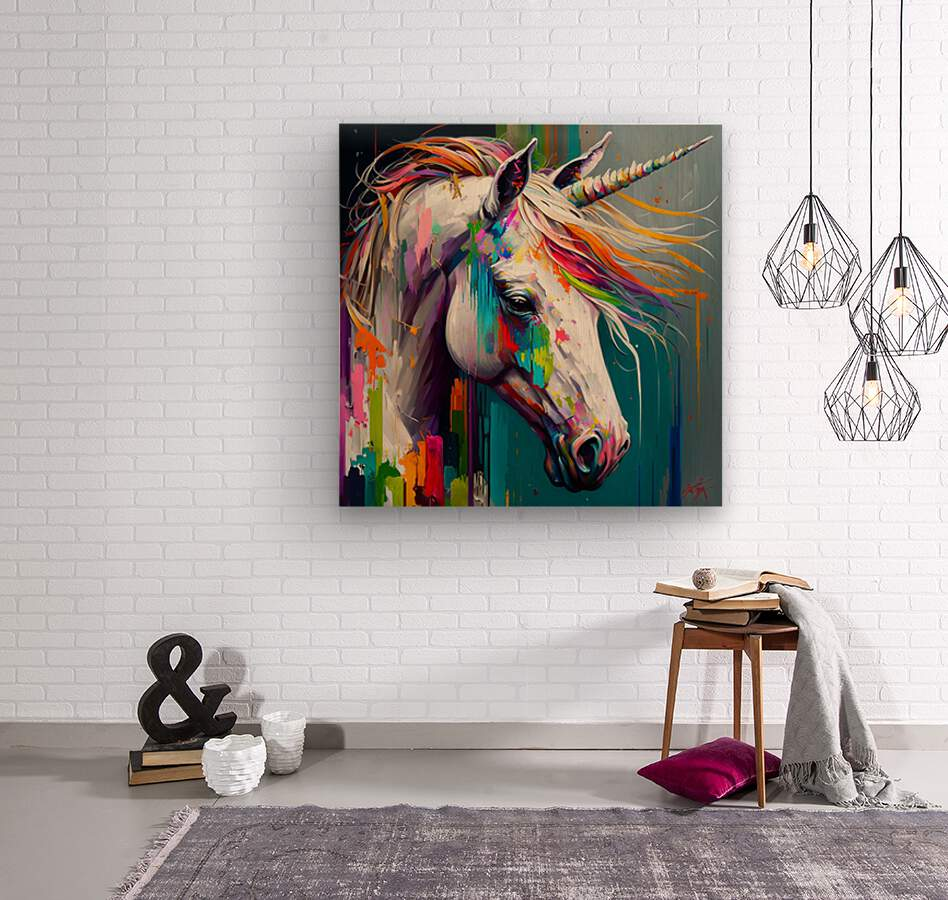 Unicorn Colored palette knife oil painting Abstract by Goldfishwallart