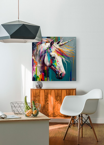 Unicorn Colored palette knife oil painting Abstract by Goldfishwallart