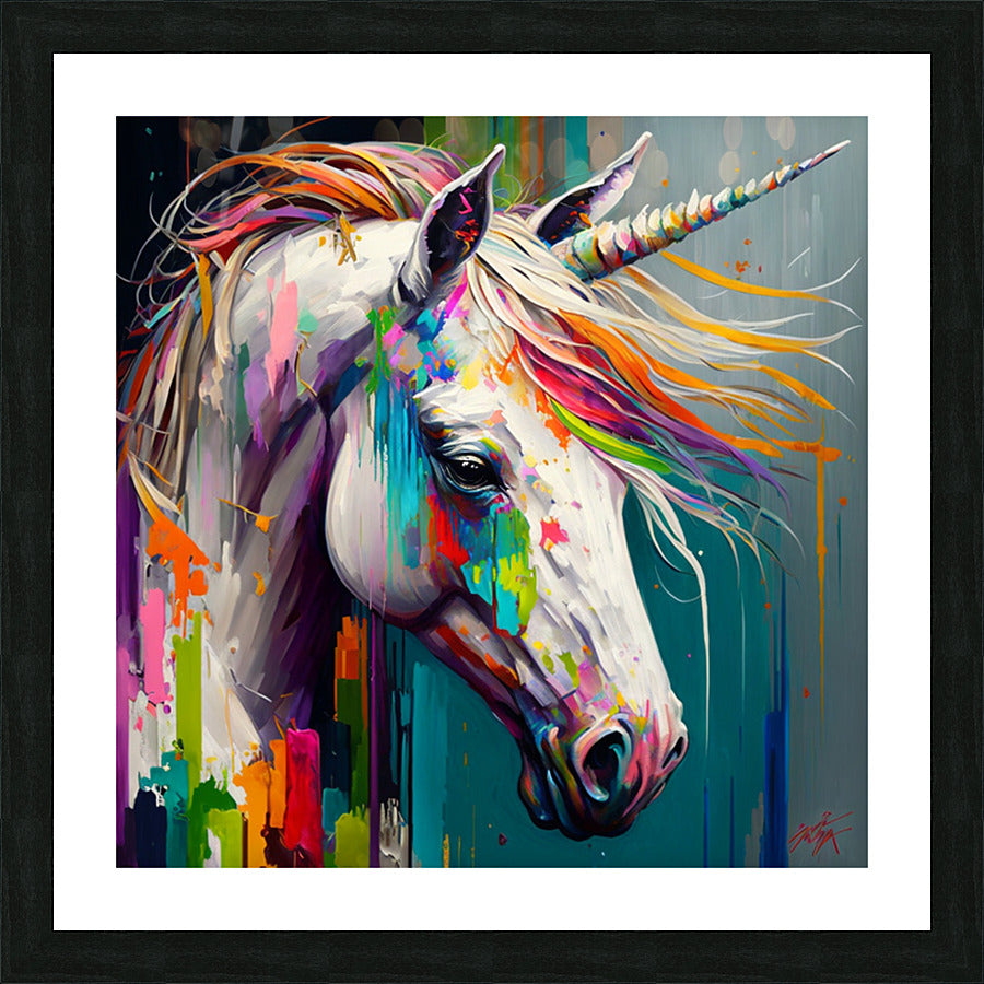 Unicorn Colored palette knife oil painting Abstract by Goldfishwallart