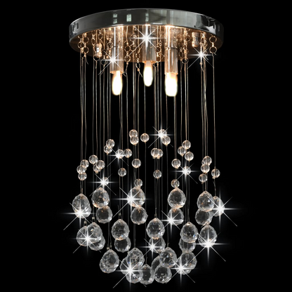 vidaXL Ceiling Lamp with Crystal Beads Silver Sphere 3 x G9 Bulbs