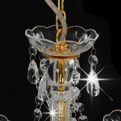 vidaXL Chandelier with Beads Golden Round 3 x E14