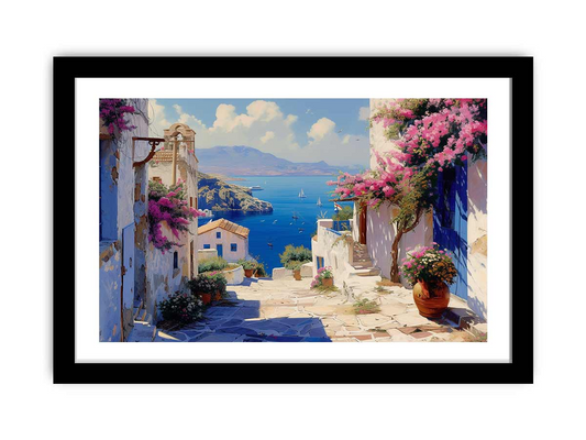 Greek Village  Framed Print