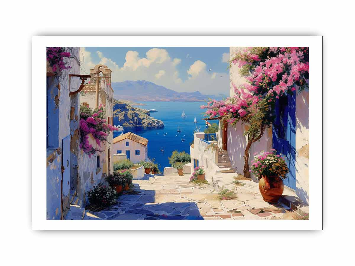 Greek Village  Framed Print