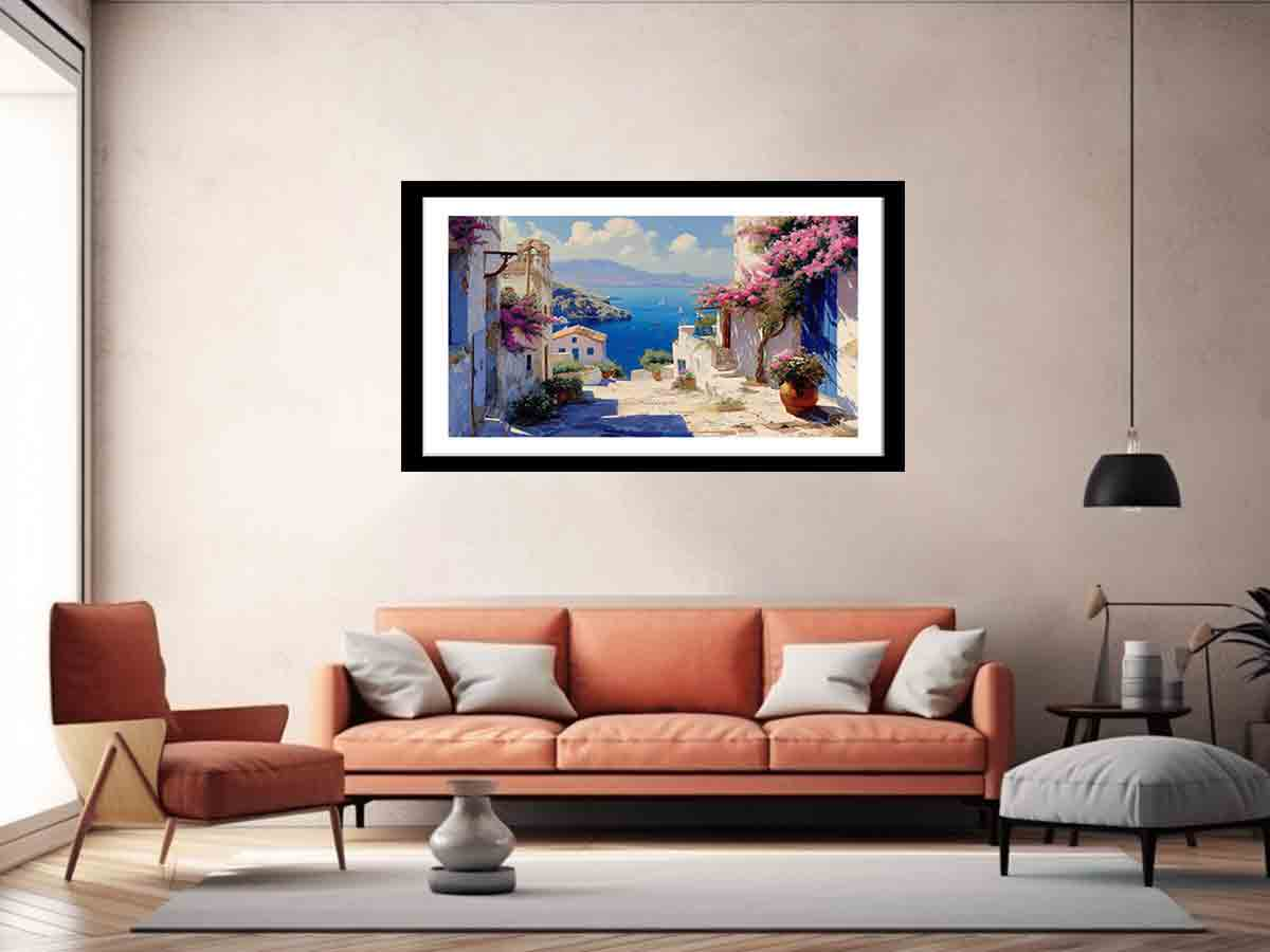 Greek Village  Framed Print