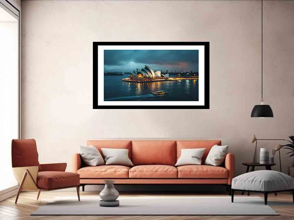 Opera House Black and  white Framed Print