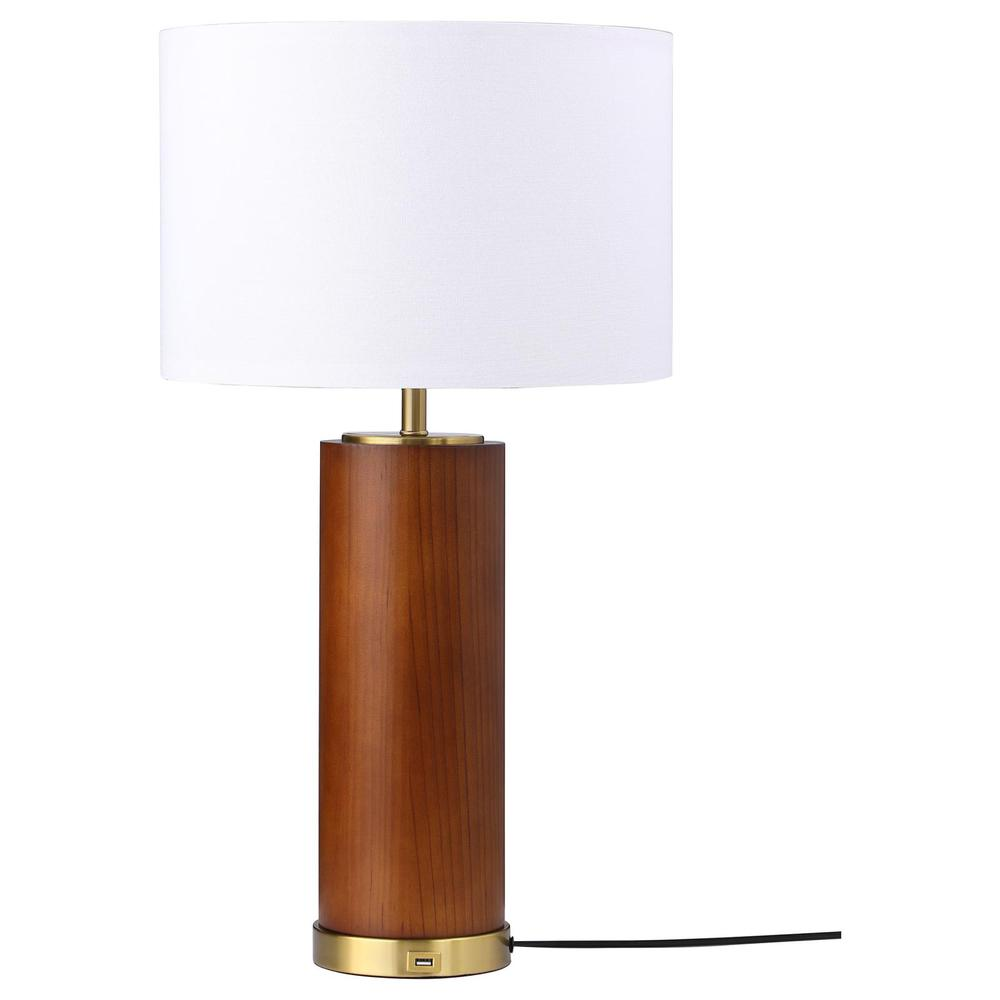 Aziel Drum Shade Bedside Table Lamp Cappuccino and Gold