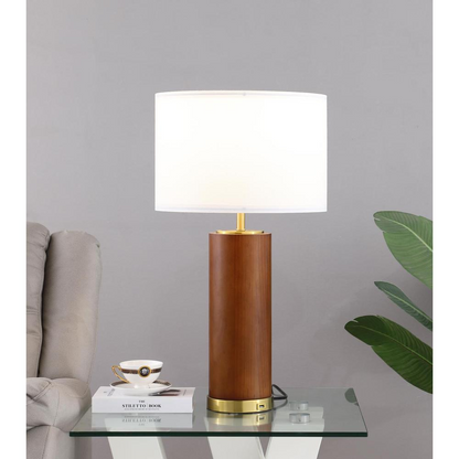 Aziel Drum Shade Bedside Table Lamp Cappuccino and Gold