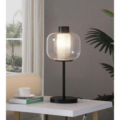 Ingrid Glass Shade Bedside Table Lamp Black