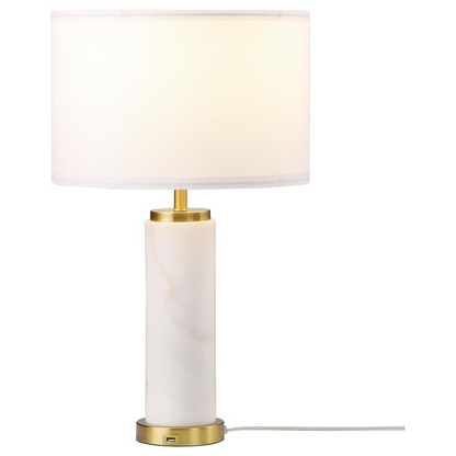 Lucius Drum Shade Bedside Table Lamp White and Gold