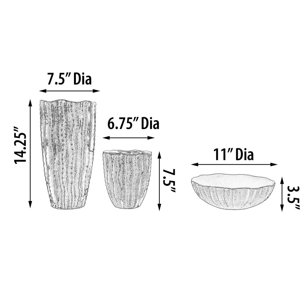 SET 3 Carmel Gold Vases and Bowl