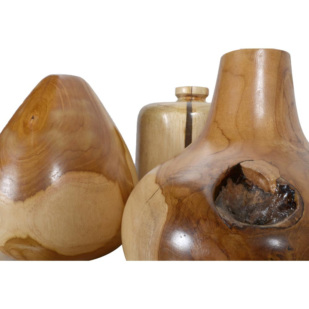 Teak Wood Mini Vases Set of 3