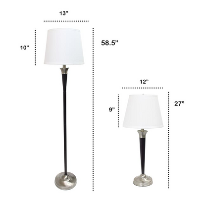 Perennial Modern Sonoma 3 Piece Metal Lamp Set (2 Table Lamps, 1 Floor Lamp)