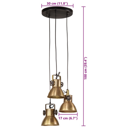 vidaXL Hanging Lamp 25 W Antique Brass 30x30x100 cm E27