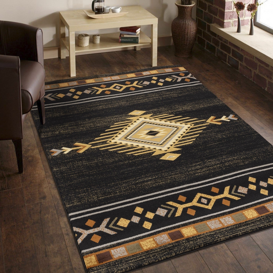 Tribes GC_YLS4001 Black 5 ft. 3 in. x 7 ft. 3 in. Southwest Area Rug