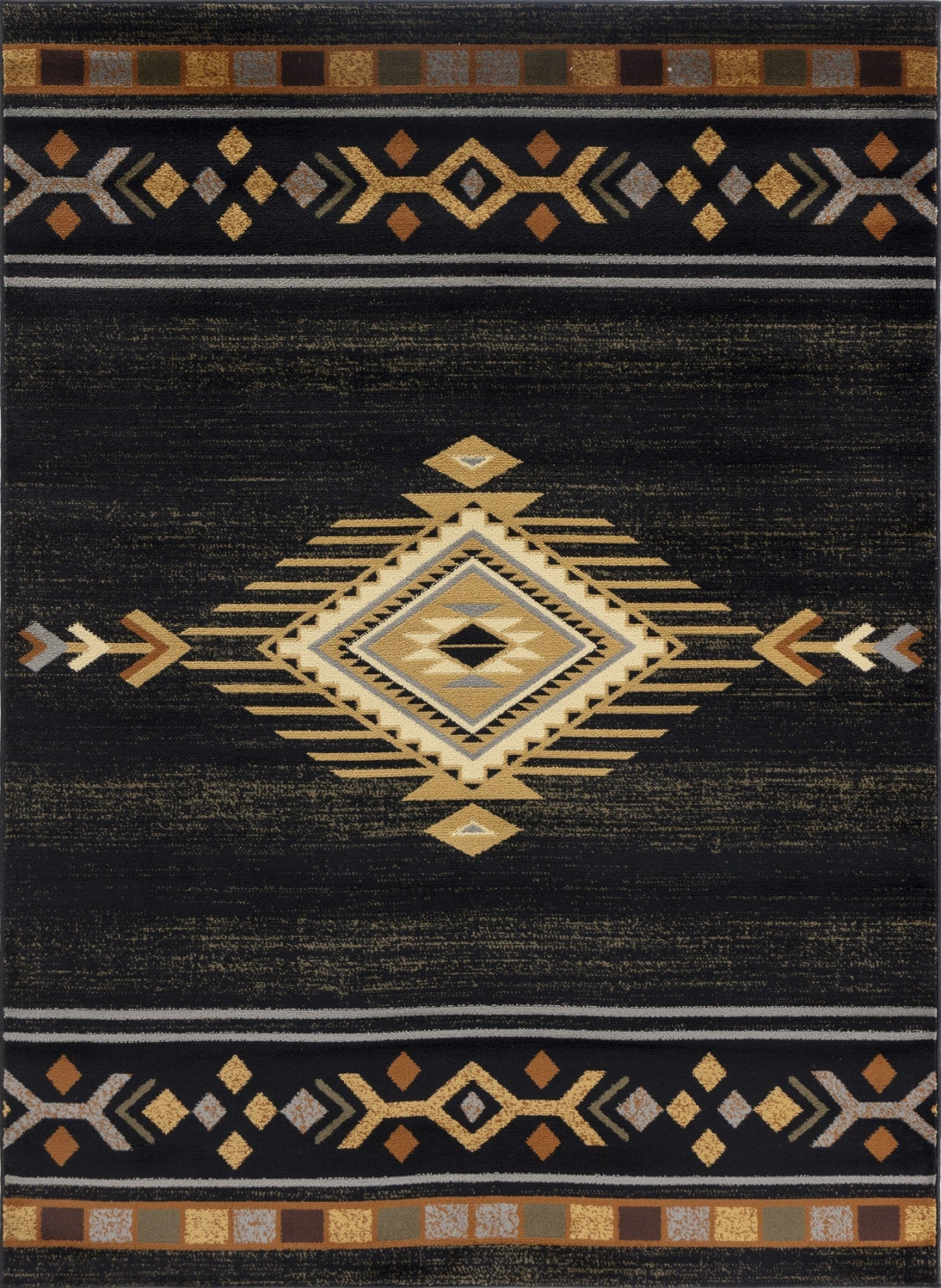 Tribes GC_YLS4001 Black 5 ft. 3 in. x 7 ft. 3 in. Southwest Area Rug