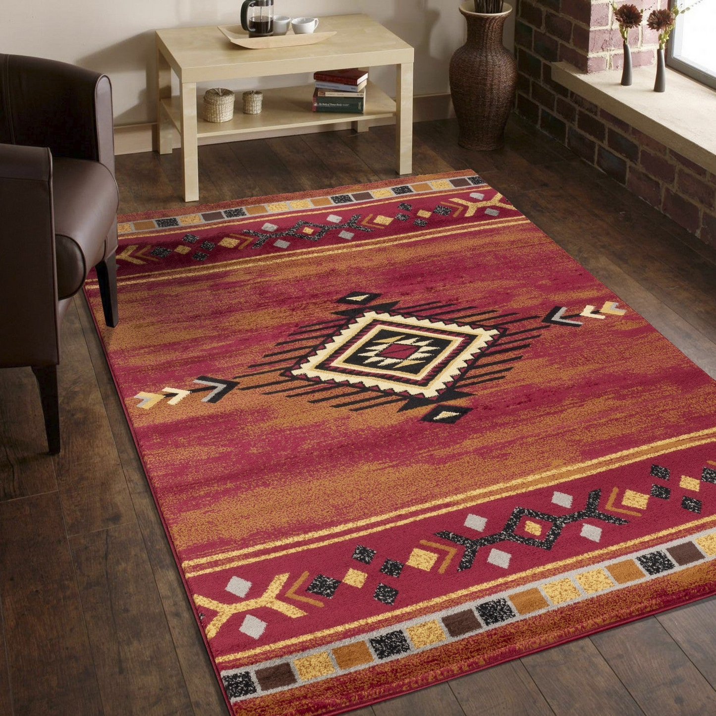 Tribes GC_YLS4002 Red 2 ft. 7 in. x 7 ft. 3 in. Southwest Area Rug